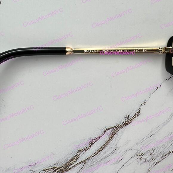 New MIU MIU Sunglasses Gold Dark Gray Lens Runway Wrap Rimless Authentic Miu Miu